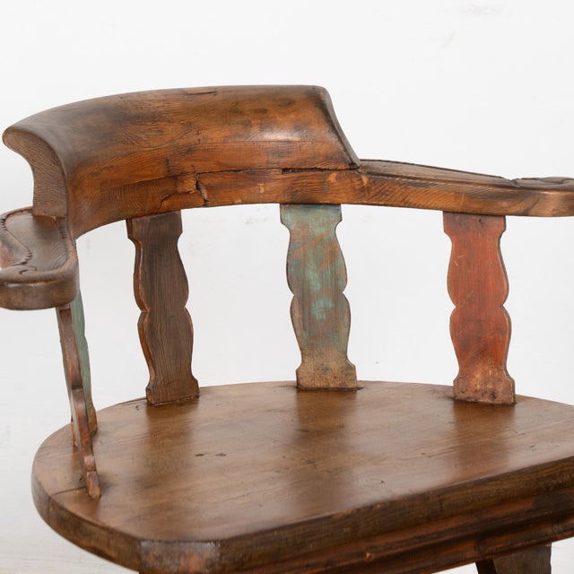 Pair, Mid 19th Century Swedish Carved Folk Art Chairs For Sale - Image 4 of 14