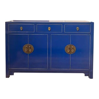 Asian Style Royal Blue Buffet Table For Sale