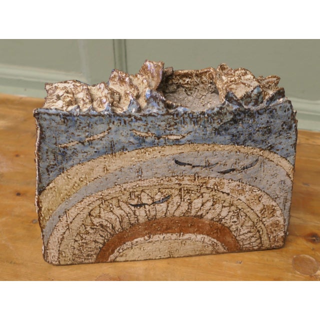 French Studio Art Slab Vase from Saint Emilion, 1980 For Sale - Image 4 of 7