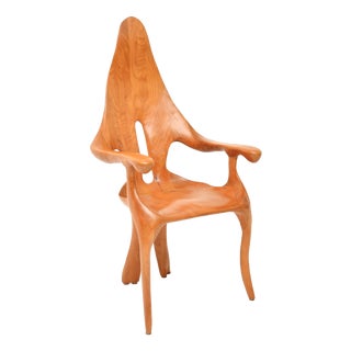 Italian Sculptural Armchair in Elm, 1970s For Sale