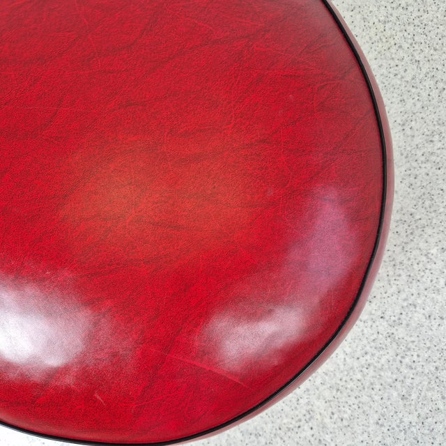 Plastic Vintage Red Round Pouf, Italy, 1960s For Sale - Image 7 of 8