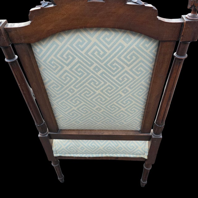 Pair of Antique French Hand-Carved Louis XVI Style Armchairs For Sale - Image 11 of 11