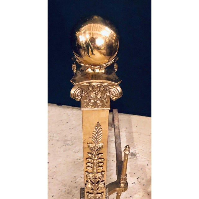 Large and Impressive Louis XVI Style Brass and Irons - a Pair For Sale In New York - Image 6 of 10