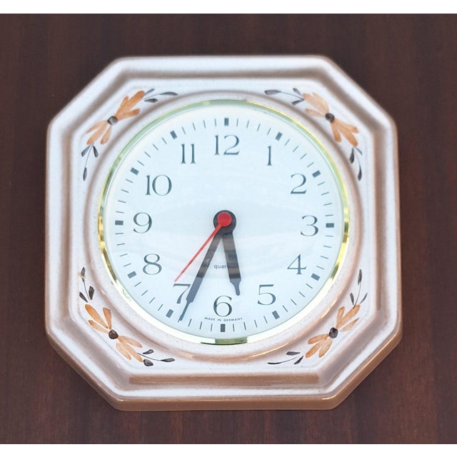 Vintage German Wall Clock with Beige-Brown Ceramic Case from Kienzle, 1995 For Sale - Image 6 of 6