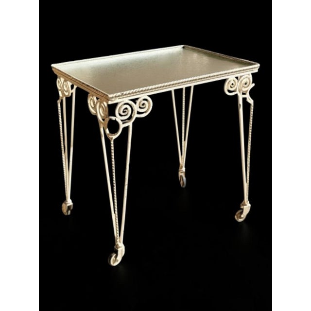 Metal Art Deco Style Wrought Iron Serving Cart, 1950s For Sale - Image 7 of 7
