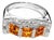 Late 20th Century 14K White Gold Citrine Diamond 3 Stone Ring Band, Size 7.25 For Sale