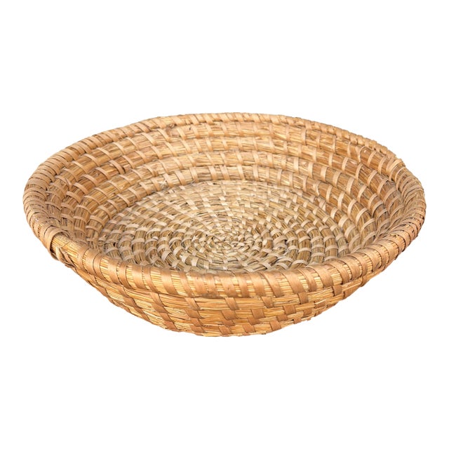 Antique American Woven Rye Straw Bowl, Circa 1900–1920s For Sale