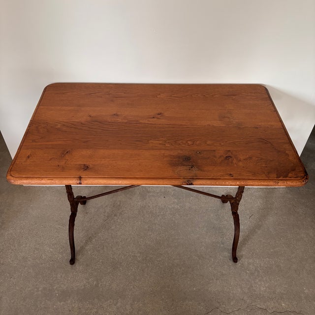 Bistro Table in Oak with Metal Legs For Sale - Image 4 of 8