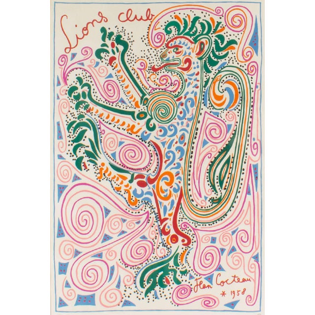 A 1958 lithograph, titled Lions Club, by French playwright, novelist and visual artist Jean Cocteau (1889-1963). This...