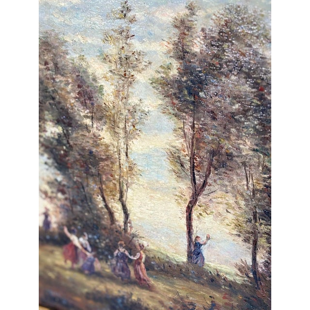 After Jean-Baptiste Camille Corot, Dance of the Nymphs, 19th Century, Oil Painting on Canvas, Framed For Sale - Image 5 of 14