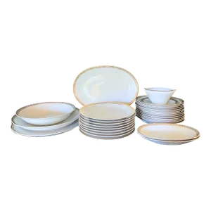 Porcelain 26 Piece Dinner Set With Pure Gold Details for 9, Space Age, Circa 1957