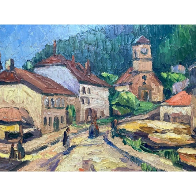 1930s Village Road (20th Century Framed Impressionist European Landscape Painting), Raymond Benanose For Sale - Image 5 of 8