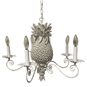 1980s Small Handmade Italian Porcelain and Metal Pineapple Chandelier