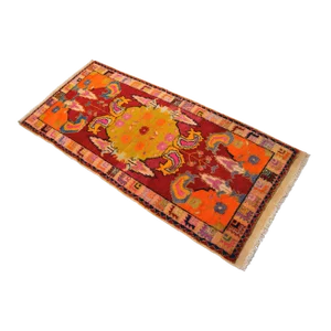1950s Hand Knotted Rare Design Oushak Medallion Rug - 2'11'' X 6'4''