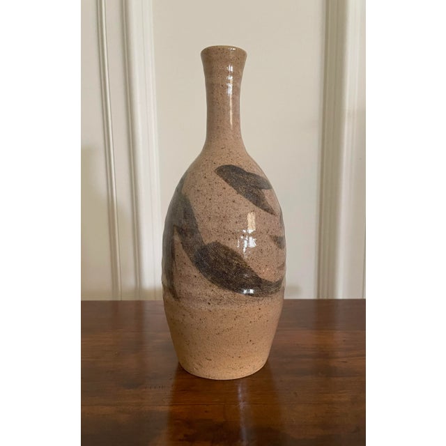 Abstract Southwest Studio Art Pottery Vase in Blush, Peach, Brown For Sale - Image 4 of 12