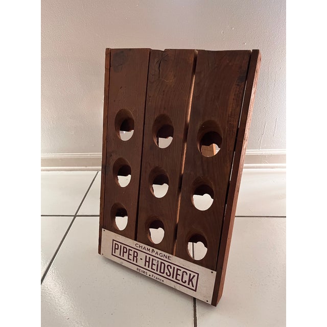 1950s Vintage French Piper-Heidsieck Champagne 9-Bottle Wooden Riddling Display Rack, Reims For Sale - Image 5 of 10