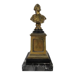 19th Century Antique Louis XVI Bronze Bust Sculpture For Sale