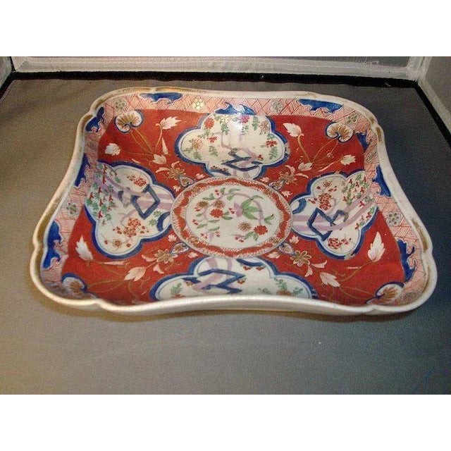 Traditional 1810 Coalport Porcelain Imari Dollar Pattern Square Dessert Dish For Sale - Image 3 of 6