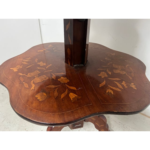Antique Mute Serving Table with Three Marquetry Trays, 1800s For Sale - Image 10 of 13