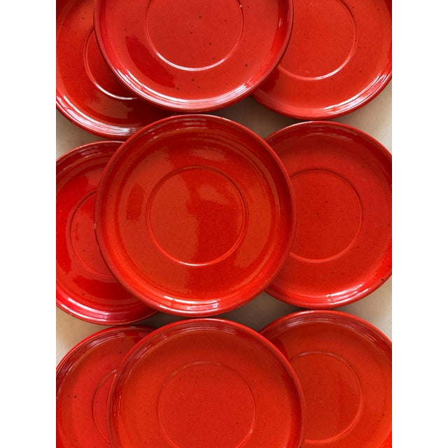 Set of 9 Red Gerz West Germany Pottery Saucers For Sale In Austin - Image 6 of 9