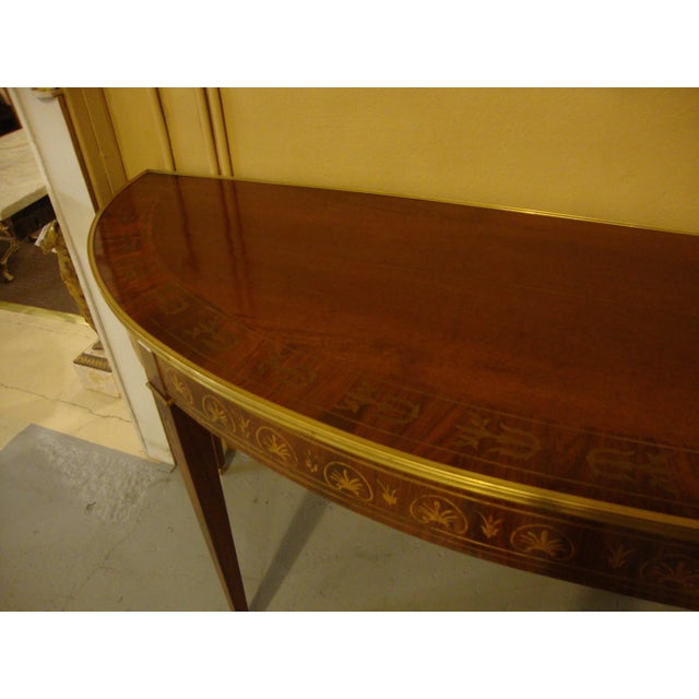 Boule Inlaid Demilune Console Tables - a Pair For Sale In New York - Image 6 of 10