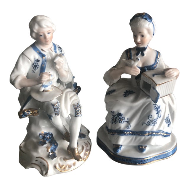 Vintage Colonial Figurines Marked KPM and Numbered, 2 For Sale