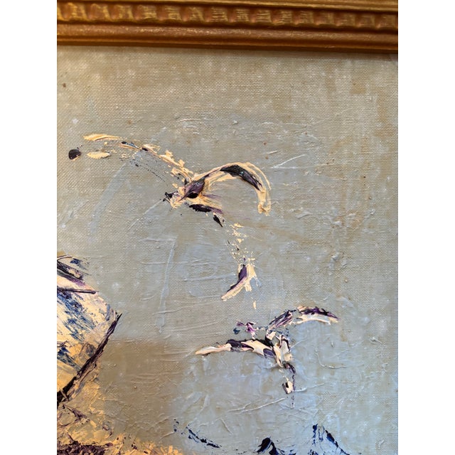 Beautiful Vintage Abstract Seascape on Canvas Board. Gorgeous Blue Palette. Grayish Robin Egg Blue. The Monitor doesn't...