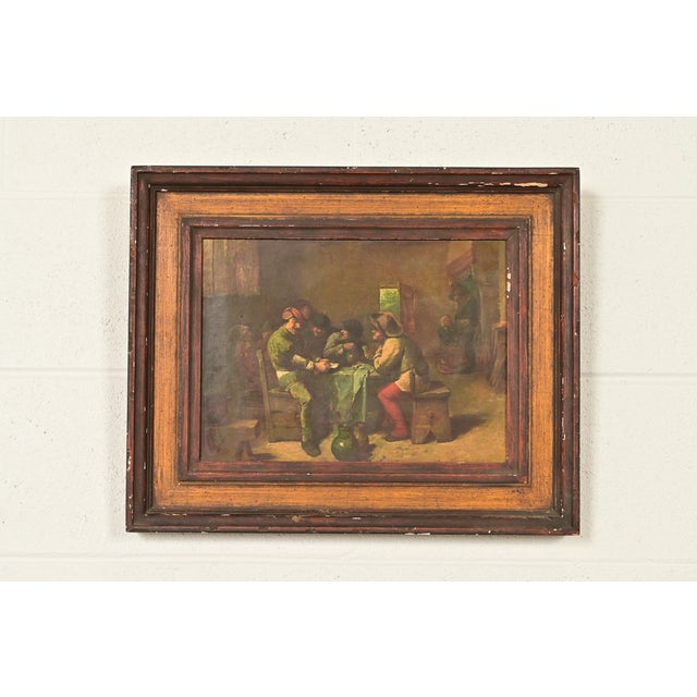 "Peasants Playing Cards" Reproduction Oil Painting by Adriaen Brouwer For Sale - Image 13 of 13