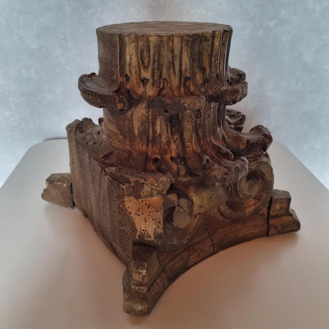 19th Century Polychrome Wooden Column Base For Sale - Image 6 of 14
