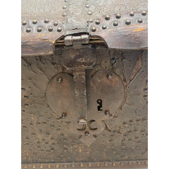 American 18th Century Leather Dome Top Trunk For Sale - Image 3 of 9