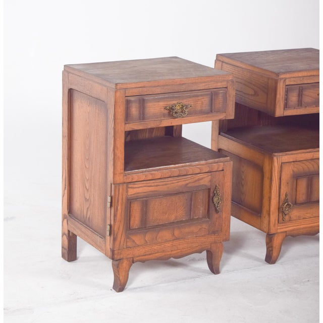 Portuguese Oak Bedside Tables, 1980s, Set of 2 For Sale - Image 10 of 11