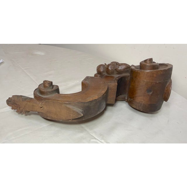 Antique 1800's Hand Carved Figural Wood Architectural Salvage Devil Sculpture For Sale - Image 14 of 17