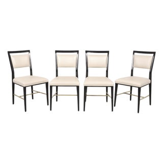 Set of Four Paul McCobb "Irwin" Mahogany Brass Dining Chairs For Sale