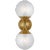 AERIN for Visual Comfort Signature Cristol Small Double Sconce in Hand-Rubbed Antique Brass with White Glass For Sale