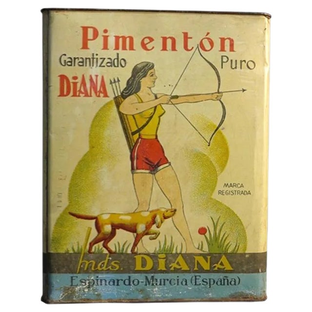 Large Spanish Tin Advertisment for Diana Pimenton For Sale
