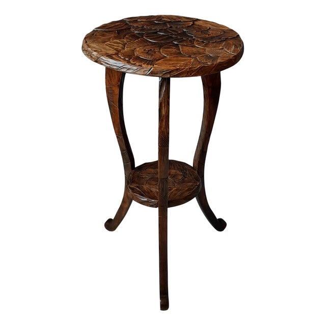 Japanese Hand-Carved Side Table from Liberty & Co, 1900s For Sale