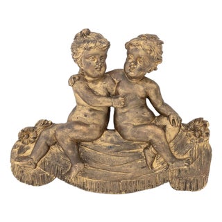 Belle Epoque Style Two Cherubs Gilt Applique For Sale