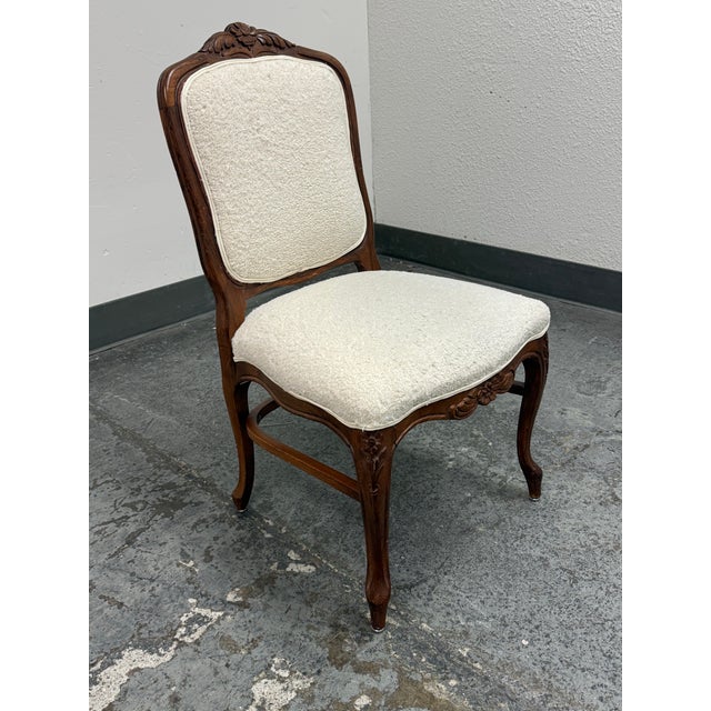 French French Louis XV Style Carved Wood Side Chair, Vintage For Sale - Image 3 of 12
