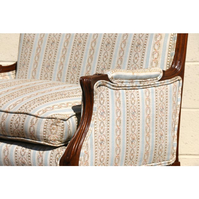 Pair of Antique French Louis XVI Style Upholstered Loveseats, Circa 1950s For Sale - Image 10 of 18