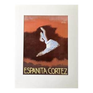 Vintage Paul Colin Print of "Espanita Cortez" Poster 14x18 Mat