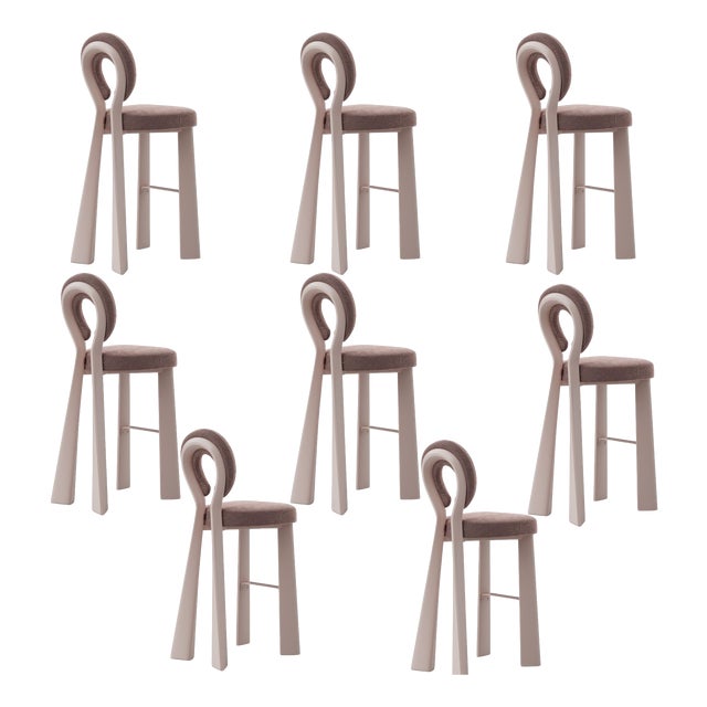 Mary Bar Chairs with Wood or Lacquered Legs by Ottiu, Set of 8 For Sale