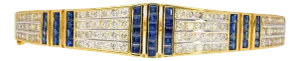 5.09 Carat Blue Sapphire and Diamond Bangle Bracelet in 18k Yellow Gold