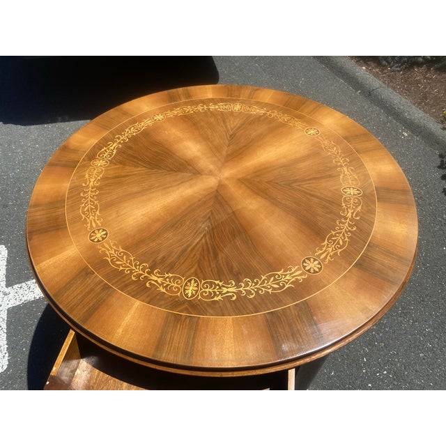 Copper Vintage French Empire Style Round Mahogany Accent Round Table For Sale - Image 8 of 12