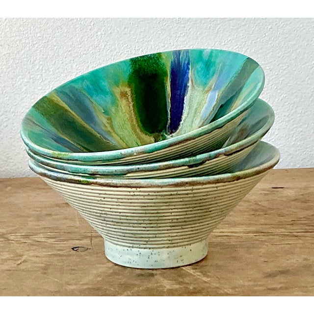 Vintage Boho Original Studio Pottery Nut Bowls - Set of 3 For Sale - Image 4 of 10