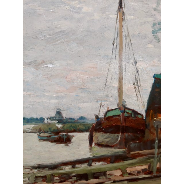 1900 - 1909 Henry Ward Ranger - New England Harbor Scene -Oil Painting For Sale - Image 5 of 8