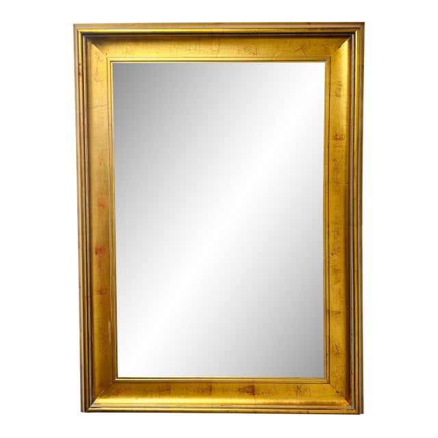 Contemporary Gilded Beveled Wall Mirror For Sale