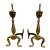Vintage Brass and Iron Andirons Fire Dogs With Claw Feet For Sale
