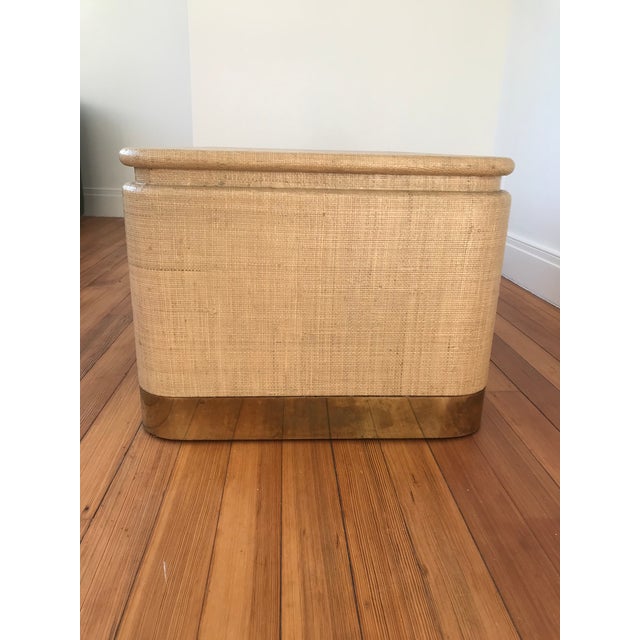 Vintage Lacquered Grasscloth Coffee Table With Brass Feet For Sale - Image 10 of 11