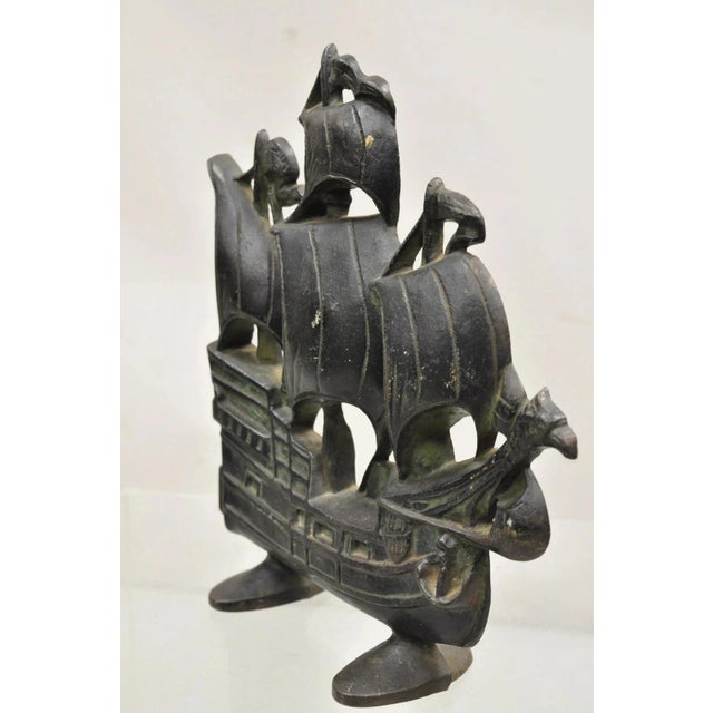 Antique Victorian 1930 Creation Co Cast Iron Figural Ship Boat Door Stop (B) For Sale In Philadelphia - Image 6 of 11