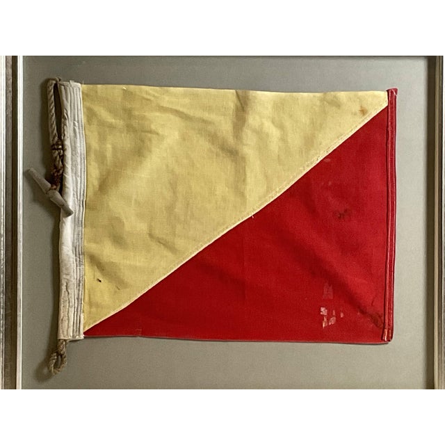 Vintage Nautical Signal Flag In Shadow Box Frame For Sale - Image 4 of 9